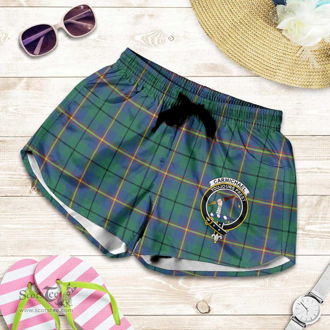 Scottish Carmichael Ancient Clan Tartan Short Women's - Crest Classic Scottish Plaid Tartan Plaid