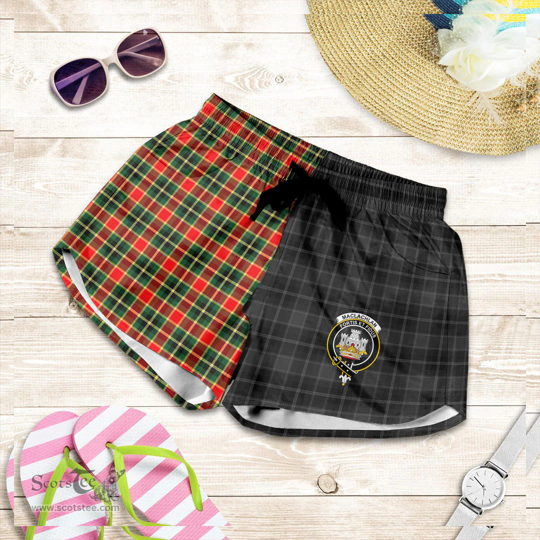 Scottish MacLachlan Hunting Modern Clan Tartan Crest Women Short - The Half Style A7 Scottish Plaid Tartan Plaid