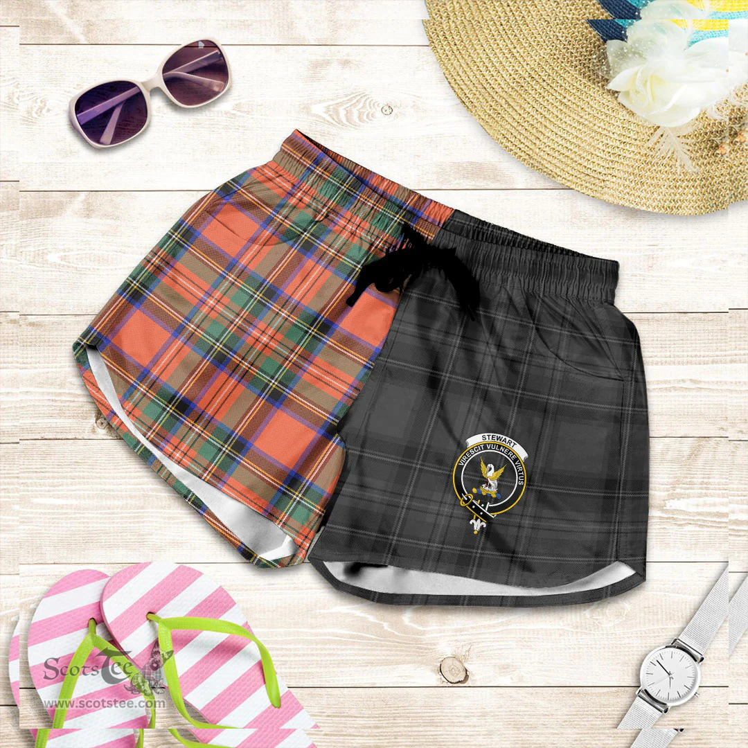 Scottish Stewart Royal Ancient Clan Tartan Crest Women Short - The Half Style A7 Scottish Plaid Tartan Plaid