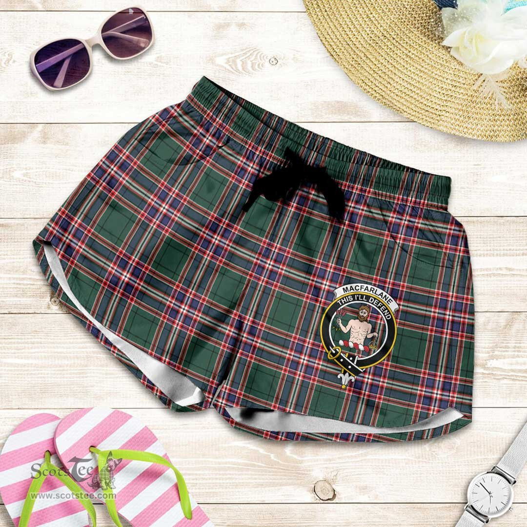 Scottish MacFarlane Hunting Modern Clan Tartan Short Women's - Crest Classic Scottish Plaid Tartan Plaid