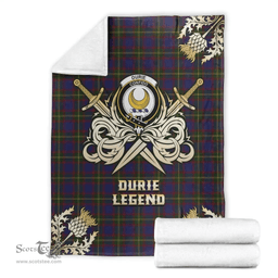 Scottish Premium Blanket Durie Clan Tartan Blanket - Gold Courage Style Scottish Plaid Tartan Plaid