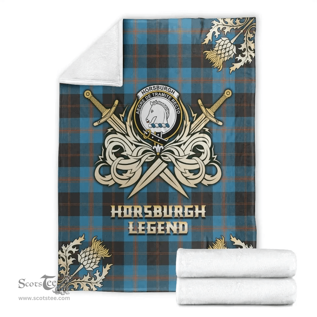 Scottish Premium Blanket Horsburgh Clan Tartan Blanket - Gold Courage Style Scottish Plaid Tartan Plaid