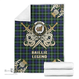 Scottish Premium Blanket Baillie Modern Clan Tartan Blanket - Gold Courage Style Scottish Plaid Tartan Plaid