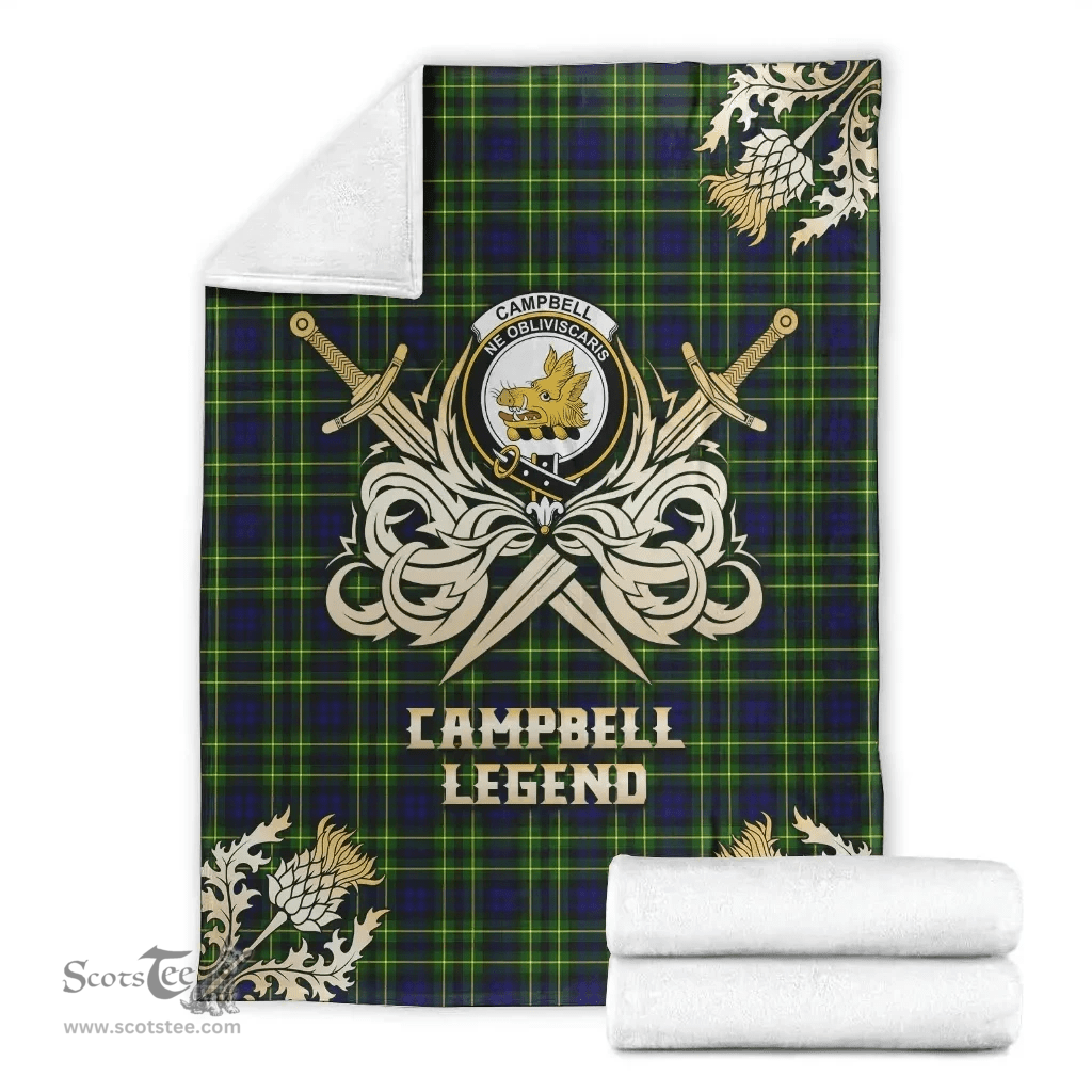 Scottish Premium Blanket Campbell of Breadalbane Modern Clan Tartan Blanket - Gold Courage Style Scottish Plaid Tartan Plaid