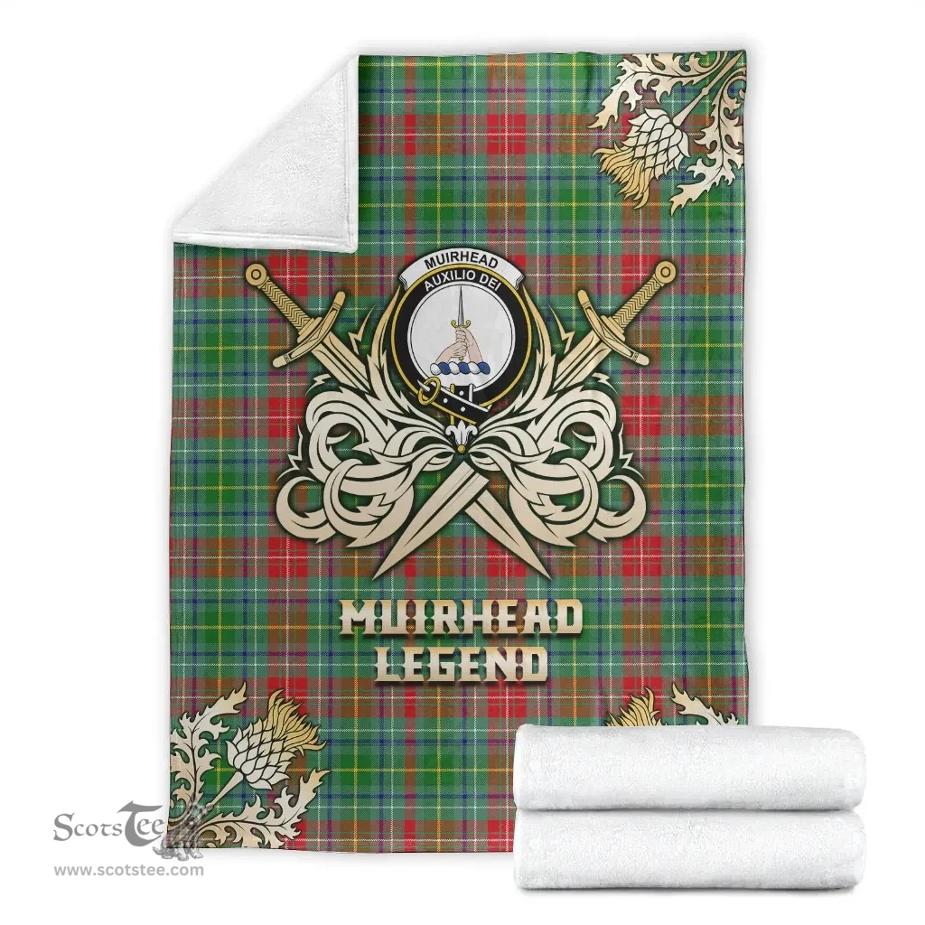Scottish Premium Blanket Muirhead Clan Tartan Blanket - Gold Courage Style Scottish Plaid Tartan Plaid