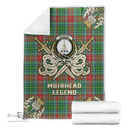 Scottish Premium Blanket Muirhead Clan Tartan Blanket - Gold Courage Style Scottish Plaid Tartan Plaid