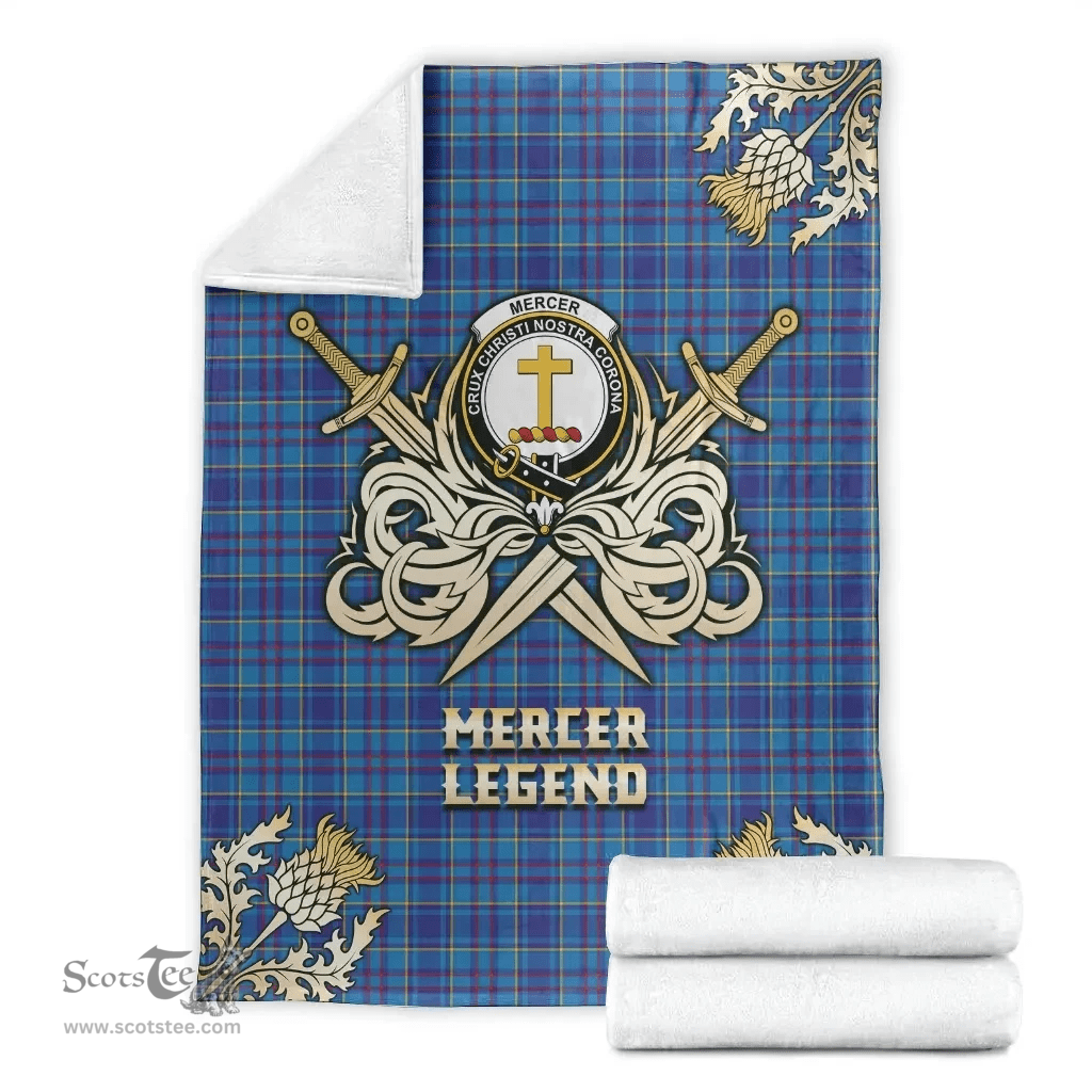 Scottish Premium Blanket Mercer Modern Clan Tartan Blanket - Gold Courage Style Scottish Plaid Tartan Plaid