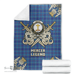Scottish Premium Blanket Mercer Modern Clan Tartan Blanket - Gold Courage Style Scottish Plaid Tartan Plaid