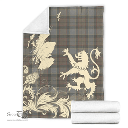 Scottish Outlander Fraser Clan Tartan Blanket -  Lion Thistle Map Style Scottish Plaid Tartan Plaid