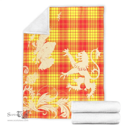 Scottish MacMillan Clan Clan Tartan Blanket -  Lion Thistle Map Style Scottish Plaid Tartan Plaid
