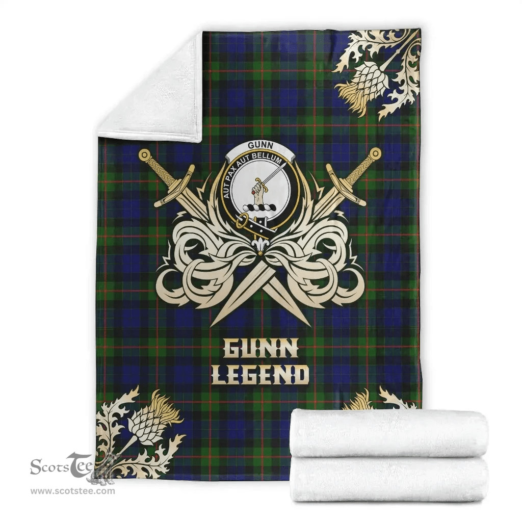 Scottish Premium Blanket Gunn Modern Clan Tartan Blanket - Gold Courage Style Scottish Plaid Tartan Plaid