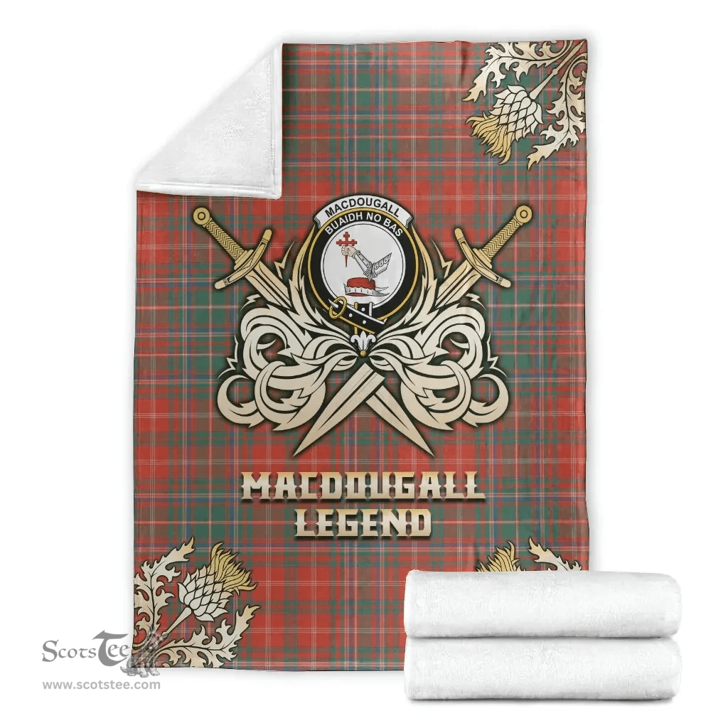 Scottish Premium Blanket MacDougall Ancient Clan Tartan Blanket - Gold Courage Style Scottish Plaid Tartan Plaid