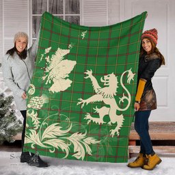 Scottish Tribe of Mar Clan Tartan Blanket -  Lion Thistle Map Style Scottish Plaid Tartan Plaid