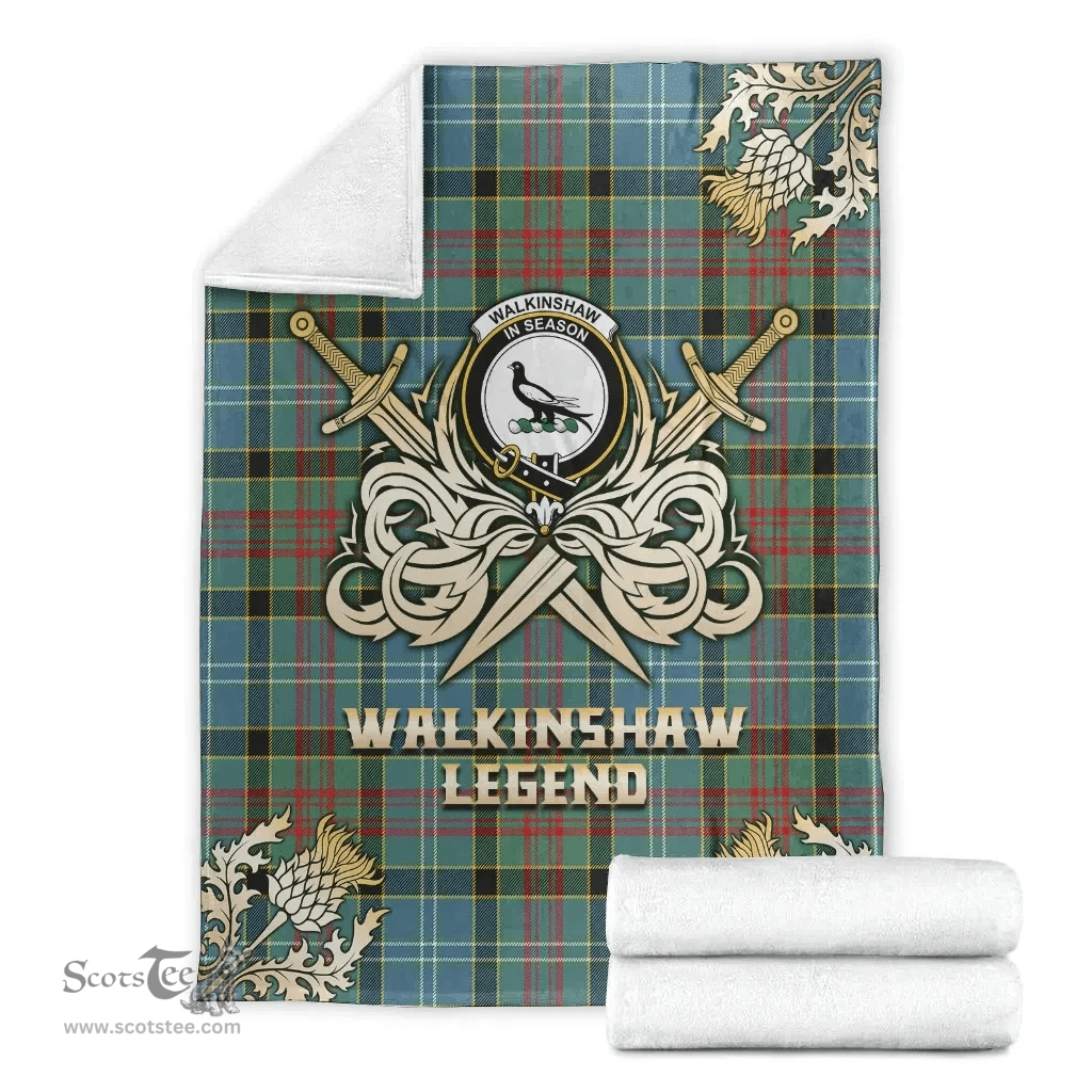Scottish Premium Blanket Walkinshaw Clan Tartan Blanket - Gold Courage Style Scottish Plaid Tartan Plaid