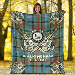 Scottish Premium Blanket Walkinshaw Clan Tartan Blanket - Gold Courage Style Scottish Plaid Tartan Plaid
