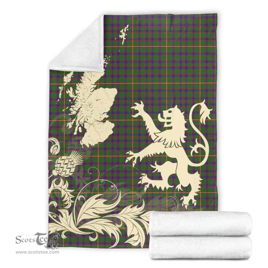 Scottish Hall Clan Tartan Blanket -  Lion Thistle Map Style Scottish Plaid Tartan Plaid