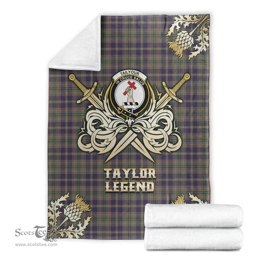 Scottish Premium Blanket Taylor Weathered Clan Tartan Blanket - Gold Courage Style Scottish Plaid Tartan Plaid