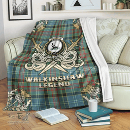 Scottish Premium Blanket Walkinshaw Clan Tartan Blanket - Gold Courage Style Scottish Plaid Tartan Plaid