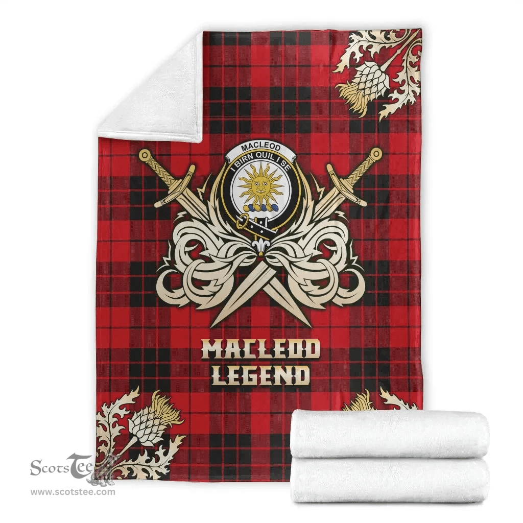 Scottish Premium Blanket MacLeod of Raasay Clan Tartan Blanket - Gold Courage Style Scottish Plaid Tartan Plaid