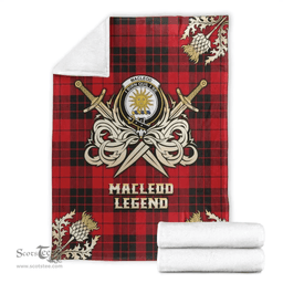 Scottish Premium Blanket MacLeod of Raasay Clan Tartan Blanket - Gold Courage Style Scottish Plaid Tartan Plaid