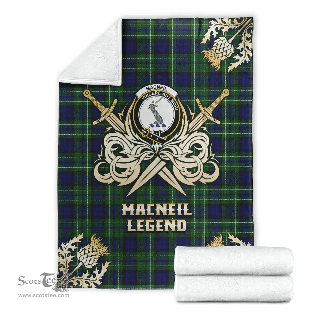 Scottish Premium Blanket MacNeil of Colonsay Modern Clan Tartan Blanket - Gold Courage Style Scottish Plaid Tartan Plaid