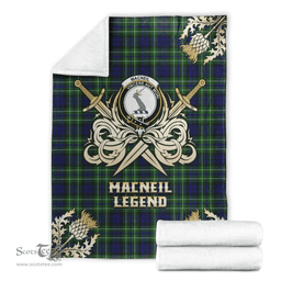 Scottish Premium Blanket MacNeil of Colonsay Modern Clan Tartan Blanket - Gold Courage Style Scottish Plaid Tartan Plaid