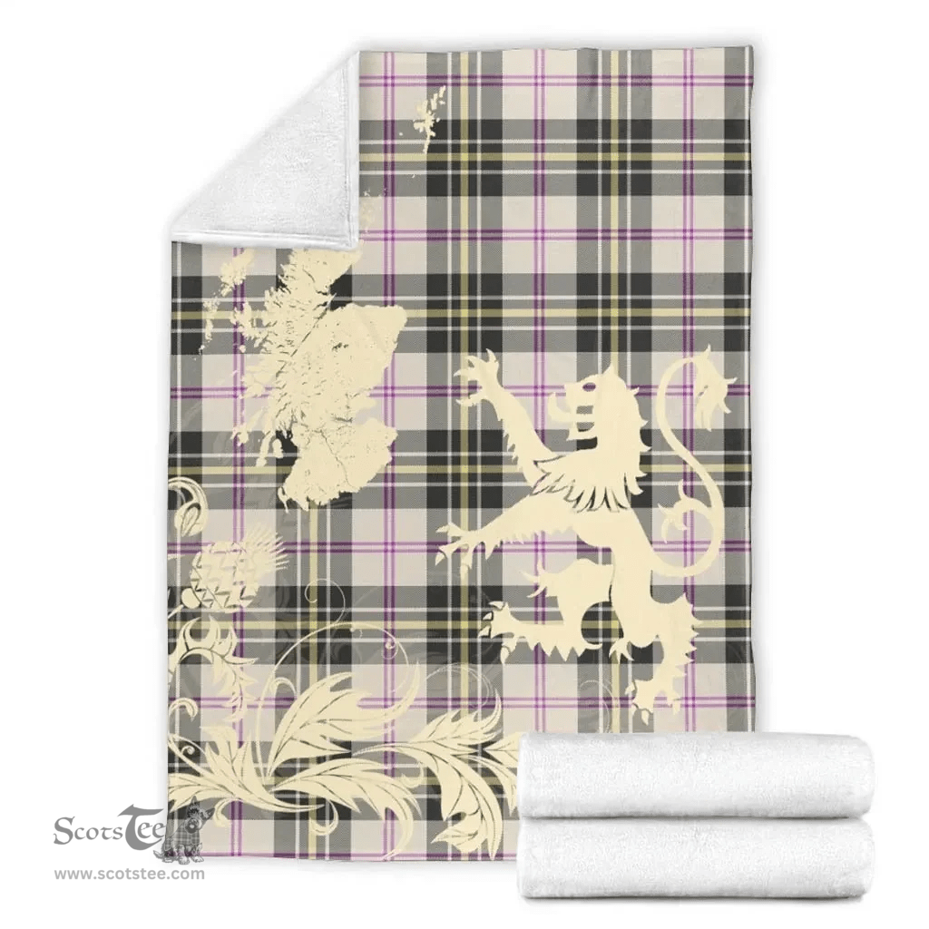 Scottish MacPherson Dress Ancient Clan Tartan Blanket -  Lion Thistle Map Style Scottish Plaid Tartan Plaid