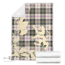 Scottish MacPherson Dress Ancient Clan Tartan Blanket -  Lion Thistle Map Style Scottish Plaid Tartan Plaid