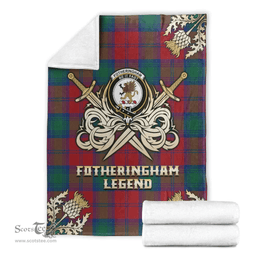 Scottish Premium Blanket Fotheringham Modern Clan Tartan Blanket - Gold Courage Style Scottish Plaid Tartan Plaid