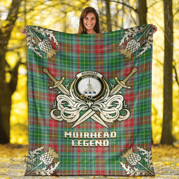 Scottish Premium Blanket Muirhead Clan Tartan Blanket - Gold Courage Style Scottish Plaid Tartan Plaid