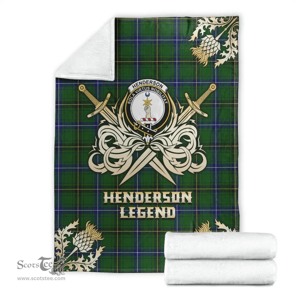 Scottish Premium Blanket Henderson Modern Clan Tartan Blanket - Gold Courage Style Scottish Plaid Tartan Plaid