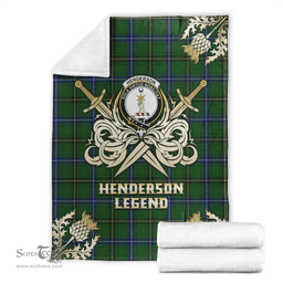 Scottish Premium Blanket Henderson Modern Clan Tartan Blanket - Gold Courage Style Scottish Plaid Tartan Plaid