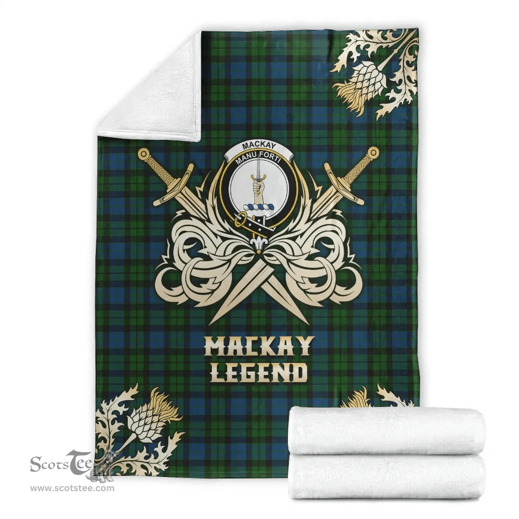 Scottish Premium Blanket MacKay Modern Clan Tartan Blanket - Gold Courage Style Scottish Plaid Tartan Plaid