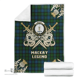 Scottish Premium Blanket MacKay Modern Clan Tartan Blanket - Gold Courage Style Scottish Plaid Tartan Plaid