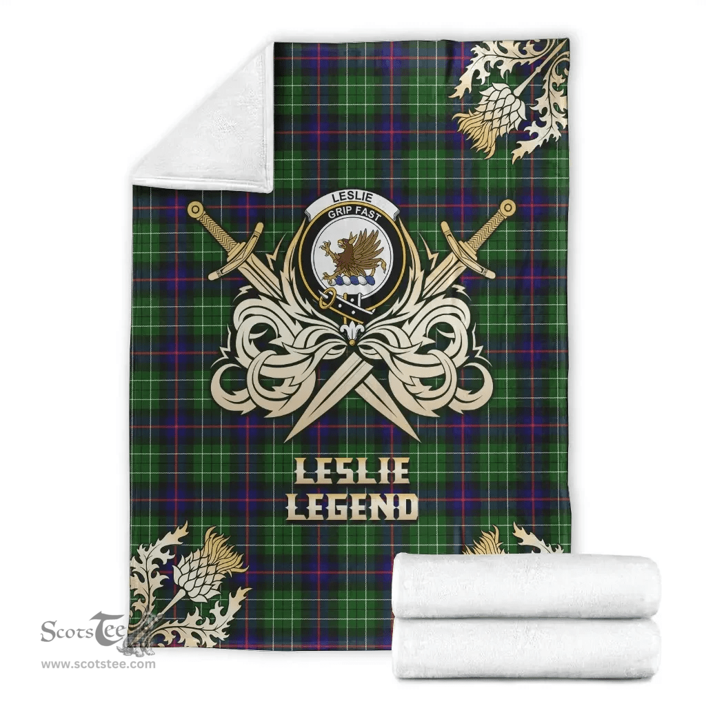 Scottish Premium Blanket Leslie Hunting Clan Tartan Blanket - Gold Courage Style Scottish Plaid Tartan Plaid