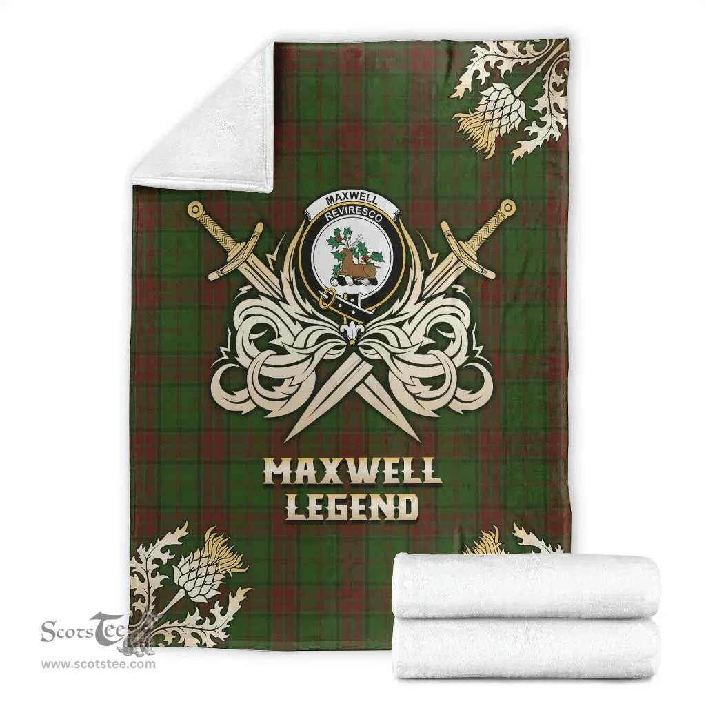 Scottish Premium Blanket Maxwell Hunting Clan Tartan Blanket - Gold Courage Style Scottish Plaid Tartan Plaid