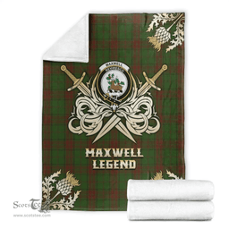 Scottish Premium Blanket Maxwell Hunting Clan Tartan Blanket - Gold Courage Style Scottish Plaid Tartan Plaid