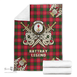 Scottish Premium Blanket Rattray Modern Clan Tartan Blanket - Gold Courage Style Scottish Plaid Tartan Plaid