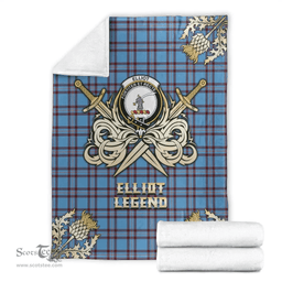 Scottish Premium Blanket Elliot Ancient Clan Tartan Blanket - Gold Courage Style Scottish Plaid Tartan Plaid