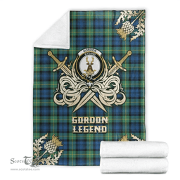 Scottish Premium Blanket Gordon Ancient Clan Tartan Blanket - Gold Courage Style Scottish Plaid Tartan Plaid