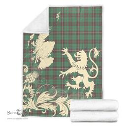 Scottish MacKinnon Hunting Ancient Clan Tartan Blanket -  Lion Thistle Map Style Scottish Plaid Tartan Plaid