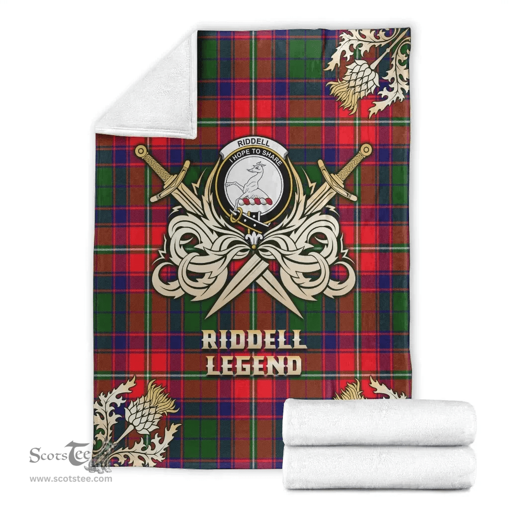 Scottish Premium Blanket Riddell Clan Tartan Blanket - Gold Courage Style Scottish Plaid Tartan Plaid