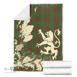 Scottish Maxwell Hunting Clan Tartan Blanket -  Lion Thistle Map Style Scottish Plaid Tartan Plaid