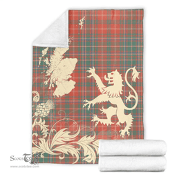 Scottish MacDougall Ancient Clan Tartan Blanket -  Lion Thistle Map Style Scottish Plaid Tartan Plaid