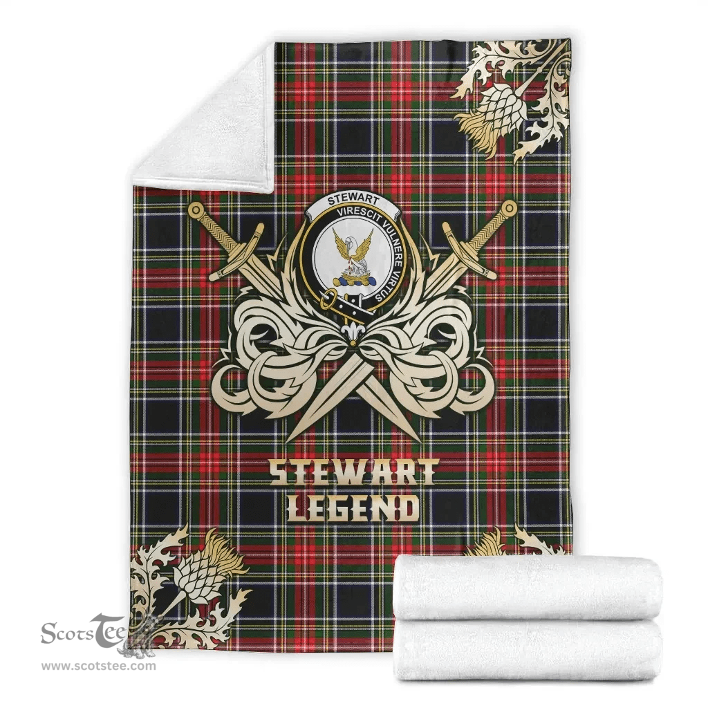 Scottish Premium Blanket Stewart Black Clan Tartan Blanket - Gold Courage Style Scottish Plaid Tartan Plaid