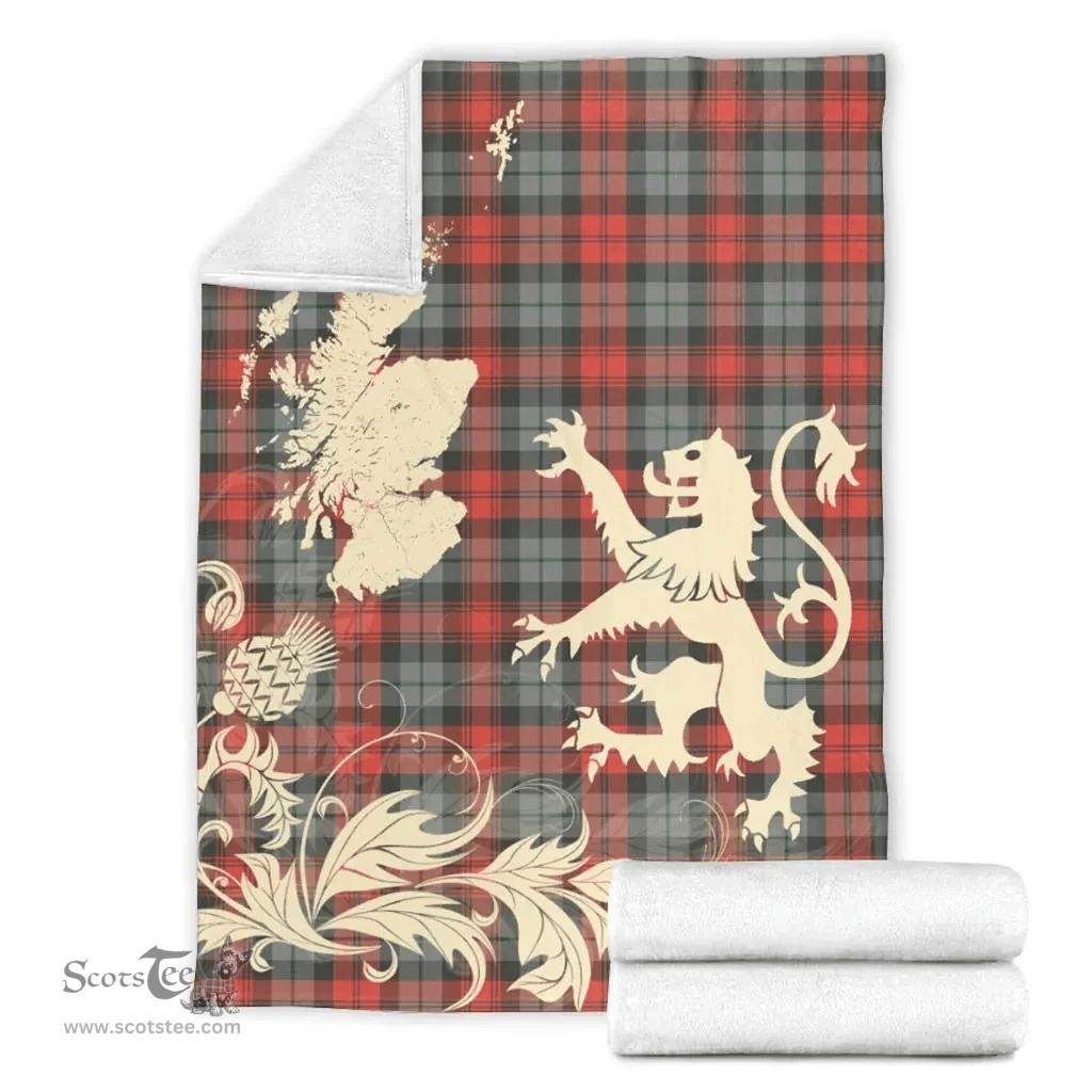 Scottish MacLachlan Weathered Clan Tartan Blanket -  Lion Thistle Map Style Scottish Plaid Tartan Plaid