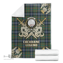Scottish Premium Blanket Cochrane Ancient Clan Tartan Blanket - Gold Courage Style Scottish Plaid Tartan Plaid