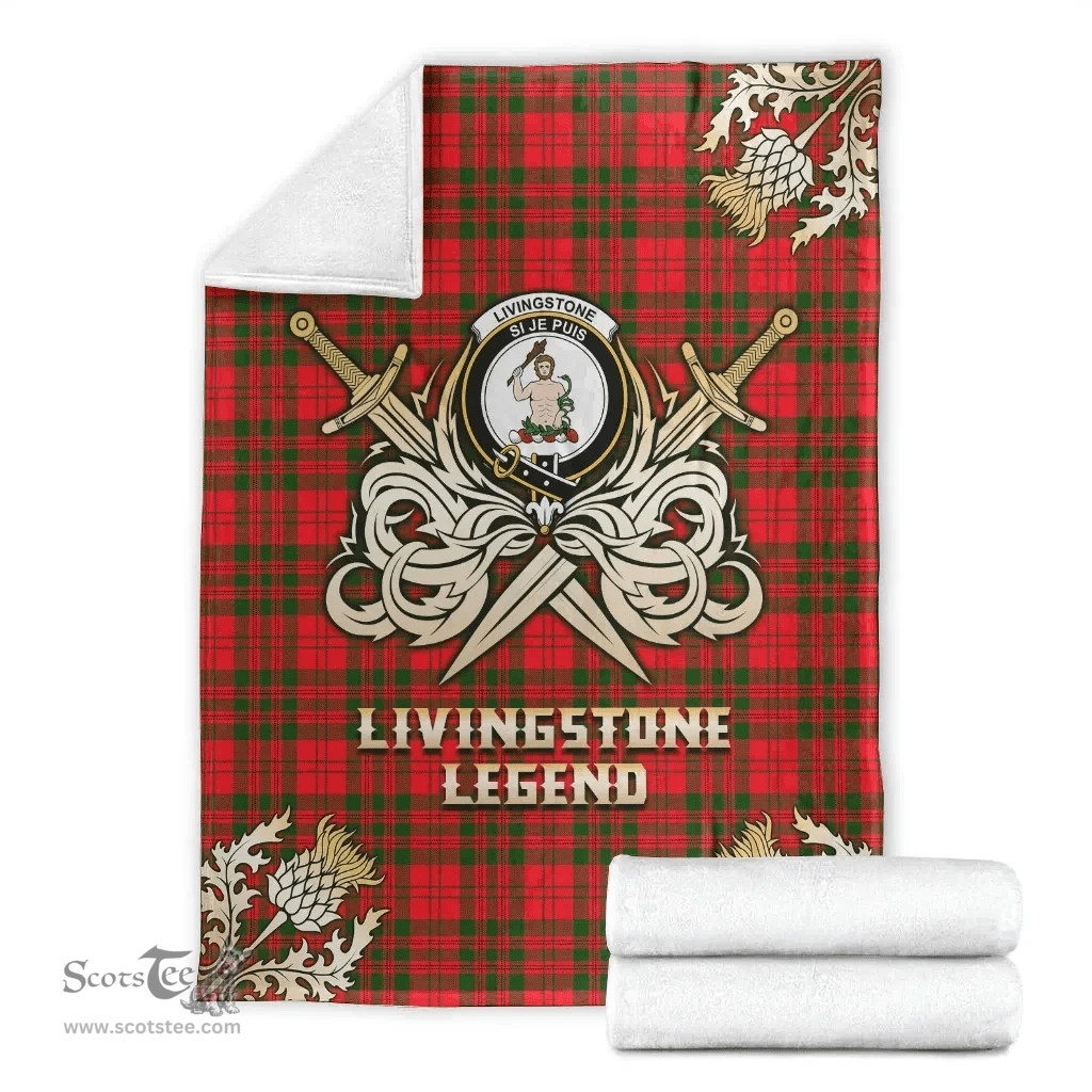 Scottish Premium Blanket Livingstone Modern Clan Tartan Blanket - Gold Courage Style Scottish Plaid Tartan Plaid