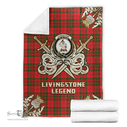 Scottish Premium Blanket Livingstone Modern Clan Tartan Blanket - Gold Courage Style Scottish Plaid Tartan Plaid