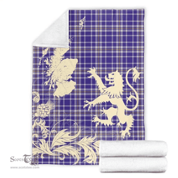 Scottish Ochterlony Clan Tartan Blanket -  Lion Thistle Map Style Scottish Plaid Tartan Plaid
